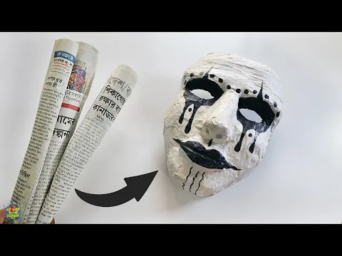 Download MP3 How To Make 3D Paper Mask DIY | Paper Mask With Thermocol Mould Making | Halloween Special Mask