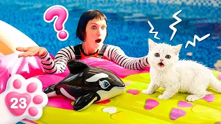 Masha saca a Kefir de la piscina
