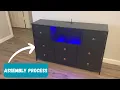 LYNCOHOME Black Dresser TV Stand with Power Outlets and LED Lights Assembly Overview