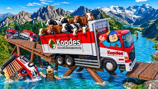 AKU DAN PAK UNAT JADI SUPIR TRUCK KOPDES (KOPERASI MERAH PUTIH) ANGKUT SAPI LEWAT JEMBATAN RUSAK!!