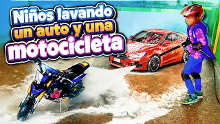 Den está Lavando su Moto y su Coche! | Divertidas Aventuras para niños!