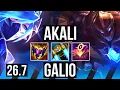 AKALI vs GALIO MID 49K damage EUW Challenger 26 7