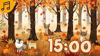 15 Minute COZY AUTUMN Classroom Countdown Timer Fall Theme Soothing Songs