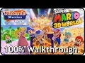 Super Mario 3D World - Full Game 100 Multiplayer Walkthrough All Green Stars All Stamps