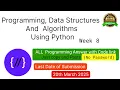 NPTEL Programming Data Structures and Algorithm Using Python week 8 programming Ans with code link