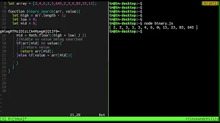 binary search in javascript