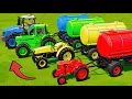 Download Lagu Tractors With COLORS - Mini TRACTOR \u0026 TANKERS vs HARD MUDDY ROAD vs DEEP WATER - FS22