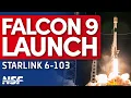 Lagu SpaceX Falcon 9 launches Starlink 6-103