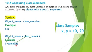 Python Classes and objects Unit 3 part 2 Creating Objects Accessing Class Members Example