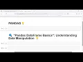 Pandas DataFrame Basics Understanding Data Manipulation
