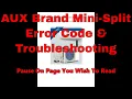 Aux Brand Mini Split Troubleshooting Guide and Error Codes