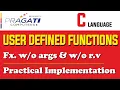 C Programming User Defined Functions Function without arguments and without return value