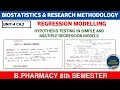 Regression Modelling Hypothesis testing in simple and multiple regression models Biostatistics