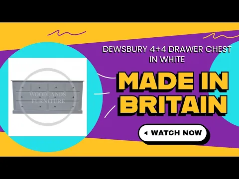 Product video preview for UK Handmade 4+4 Drawer 166cm Wide Chest of Drawers - Dewsbury White (Made to Measure)