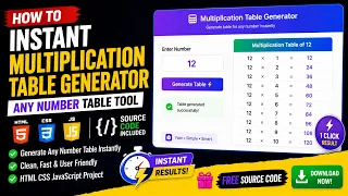 Instant Multiplication Table Generator Any Number Table Tool HTML CSS JavaScript Source Code