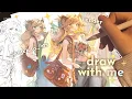 Draw with me sketch to render real time process ipad asmr cute character design