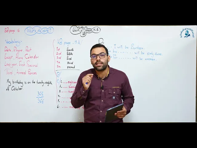 مادة اللغة الإنكليزية للصف الاول المتوسط : الوحدة الثانية / الدرس الرابع و الخامس
