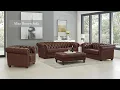 Hydeline Furniture Aliso Top Grain Leather Chesterfield Sofa in Brown