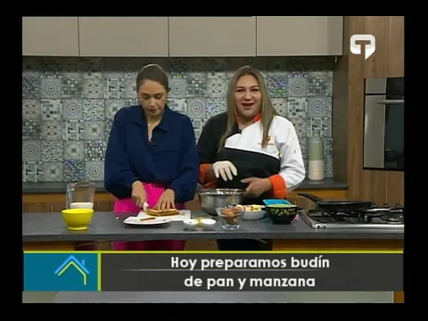 Hoy preparamos budín de pan y manzana