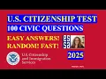 2025 US Citizenship Test Pass the Civics Test with 100 Civics Questions and Answers Fast Random