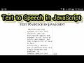 JavaScript text to speech convert program text To speech speechsynthesis in JavaScript