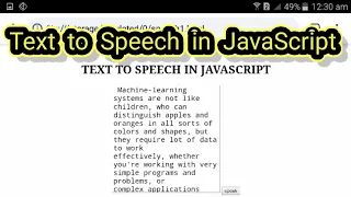 JavaScript text to speech convert program text To speech speechsynthesis in JavaScript