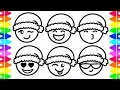 How to Draw Christmas Themed Emoticons Step by Step Holiday Coloring Pages Art Colors for Kids