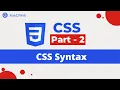 CSS Syntax CSS syntax in hindi CSS syntax Tutorial CSS tutorial In hindi