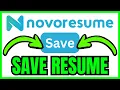 How To SAVE Resume In Novoresume QUICK EASY 2026