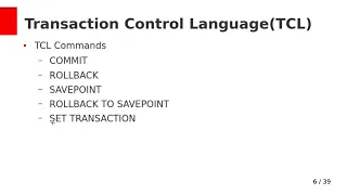Transaction Control Language TCL commands