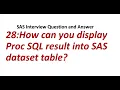 28 How can you display proc SQL result into SAS dataset SAS Interview Question and Answer