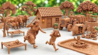 DIY Miniature Clay House Making & Tiny Kitchen Set Mitti Making at Home | All Kitchen set Bartan Art