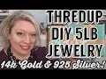 14K GOLD 925 STERLING SILVER Thredup DIY 5lb Jewelry Jar Rescue Box Unboxing