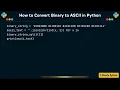 How to Convert Binary to ASCII in Python