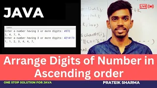 Arrange Digits of Number in Ascending order Computer Class 10 ICSE ISC Java Programming