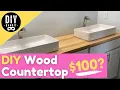 How to DIY Make a Beautiful Custom Wood Countertop for Your Bathroom Vanity Step-by-Step