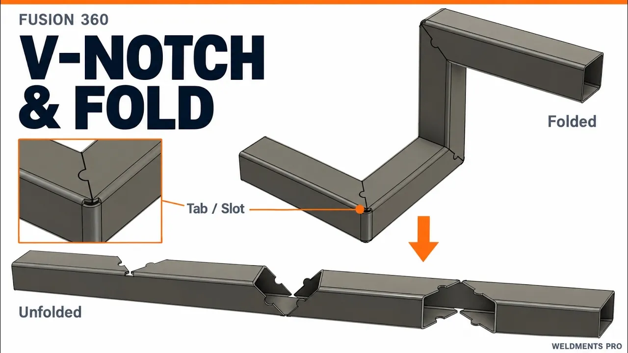 V-Notch & Fold Square Tubes in Fusion 360 | Weldments Pro