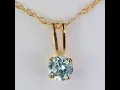 ESTATE - 14K Yellow Gold Blue Zircon Solitaire Necklace 35cts
