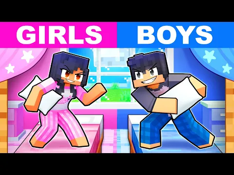 Download MP3 GIRLS vs BOYS Sleepover in Minecraft!