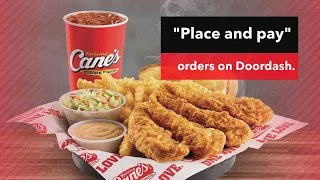 Place and pay orders on example of Raising Cane s on Doordash When to accept