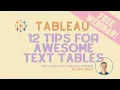 12 Tips for Awesome Tableau Text Tables