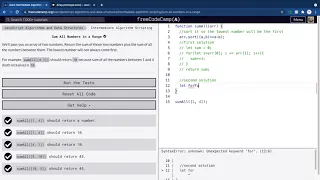 sum all numbers in range FreeCodeCamp
