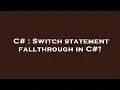 C Switch statement fallthrough in C
