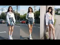 Lagu AI LOOKBOOK / White Shirt / Blue Jean / Street Fashion / Casual Fashion / Summer Fashion / AI Girl