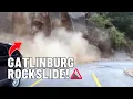 Gatlinburg Tennessee Rockslide Breaks Through Safety Netting Crashing onto Parking Lot
