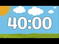 40 Minute Cute Calm Summer Classroom Timer No Music Happy Harp Alarm at End