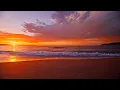 Crimson Sunset on a Remote Beach with Crashing Ocean Waves Relaxing ASMR for Deep Sleep 3H in 4K