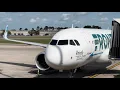 Frontier Airlines A320-NEO boarding pushback and departure from Orlando MCO 4K