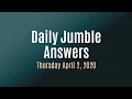 Daily Jumble April 2 2020 Jumble Answers for 2020