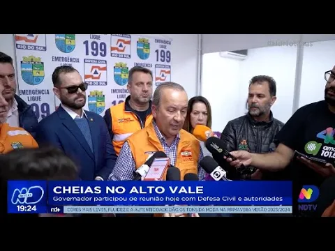 Cheias no Alto Vale: governador participou de reunião com Defesa Civil e autoridades